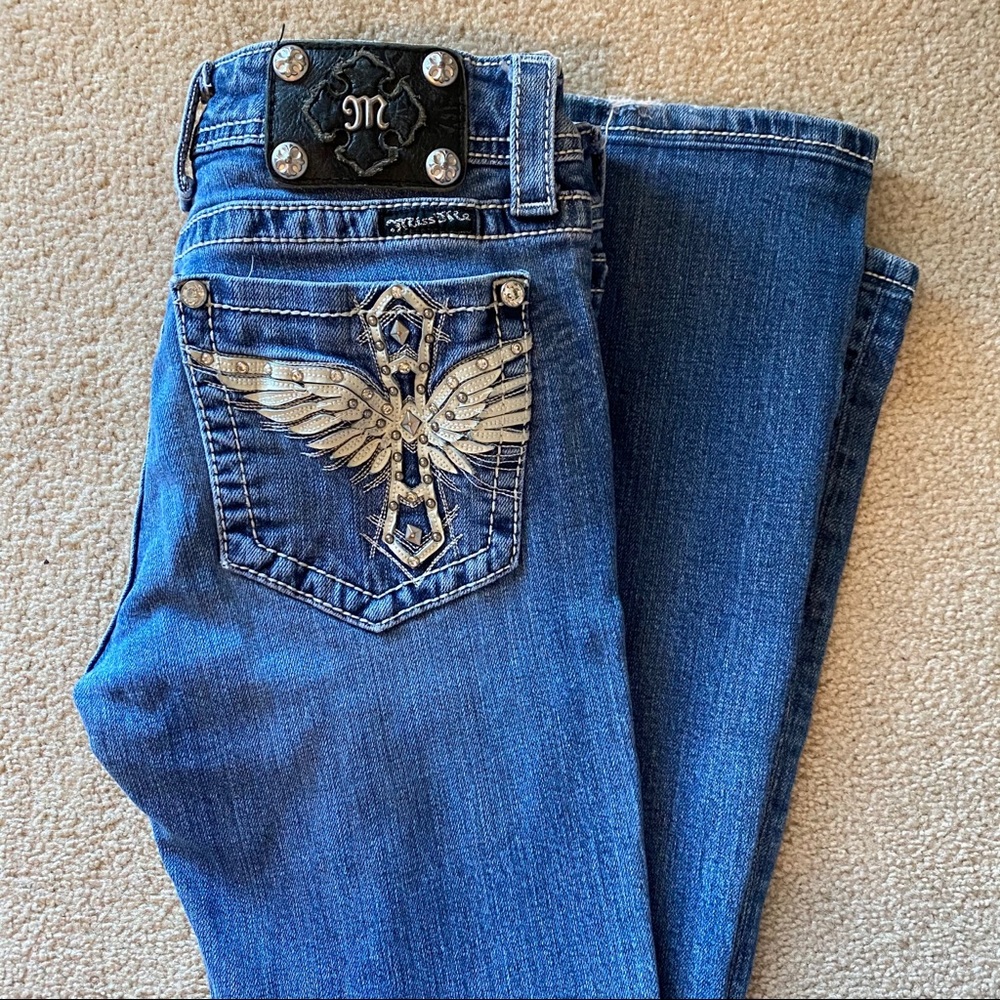 MISS ME white angel wings boot cut